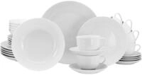 CreaTable, 21926, Serie Luna Weiss, 30-teiliges Geschirrset f&uuml;r 6 Personen,