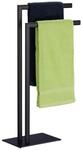 Relaxdays Handtuchst&auml;nder freistehend, 2 Stangen, Badezimmer, Stahl, HxBxT: 81 x 49