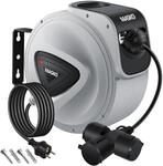 MASKO&reg; Automatik Kabeltrommel Verl&auml;ngerungskabel 20m mit 3-Fach Anschluss 180&deg;