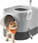 Feandrea Katzenklo, Katzentoilette XXL, mit Deckel, ausziehbares Tablett, Schaufel,