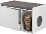 Relaxdays Katzenschrank mit Sitzauflage, 2in1 Katzenkommode & Sitzbank, HBT: 45,5 x