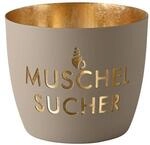 Giftcompany Madras, Windlicht, M, Motiv: Muschelsucher, Sandstone/Gold, H8,5,...