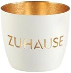 Giftcompany Madras Windlicht M Zuhause wei&szlig;/Gold 8,5cm