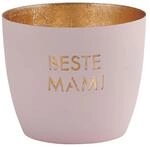 Gift Company [MM [W] Madras, Windlicht, M, Beste Mami, pastellrosa/Gold