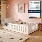 Kids Collective Kinderbett Bodenbett 120x200 cm Bett mit Matratze, Rausfallschutz &
