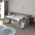 Home Deluxe - Kinderbett Cosmos - 90 x 200 cm, Farbe: Grau, inkl. Matratze, Home Deluxe - Kinderbett Cosmos - 90 x 200 cm, Farbe: Grau, inkl. Matratze,