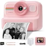 HiMont Kinderkamera Sofortbildkamera, 1080P Sofortbildkamera Kinder mit 32GB Karte &