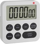 TFA Dostmann Digitaler Timer mit Stoppuhr und Wecker, 38.2051.02, bis 99h/59min/59s,