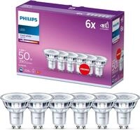 PHILIPS LED Classic GU10 Lampen 6-er Pack (50 W), Reflektor LED Spots mit kaltwei&szlig;em