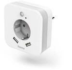 Hama LED Nachtlicht mit Steckdose, 2 USB A Ausg&auml;nge, Bewegungssensor, Lichtsensor