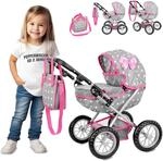 Kinderplay Puppenwagen f&uuml;r Kinder ab 3 Jahren &ndash; H&ouml;henverstellbarer Griff 33&ndash;63