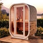 FinnTherm Fasssauna Ellipso S, Moderne Outdoor Sauna inkl. Dacheindeckung, Kompakte