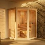 FinnTherm Innensauna Ylva, Ecksauna mit Glasfront f&uuml;r 2 Personen, Innenma&szlig;e: B 129