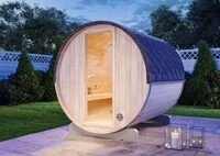 FinnTherm Fass-Sauna Mini S, 194 x 220 x 194 cm Gartensauna, Outdoor Sauna mit 42 mm
