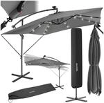 tectake&reg; Sonnenschirm rechteckig, mit Solar LED Beleuchtung, wasserabweisend, mit