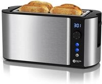 Balter Toaster 4 Scheiben, Langschlitz, Edelstahl, Br&ouml;tchenaufsatz, LCD...