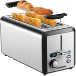 Toaster Langschlitz | 4 Scheiben Toastautomat | XXL | 1500 Watt | 6-Stufen