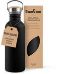 Bambaw Trinkflasche 750ml Edelstahl, Nicht-isolierte Trinkflasche Schwarz,