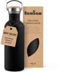 Bambaw Trinkflasche Edelstahl 500ml, Nicht-isolierte Schwarze Flasche, Kinder