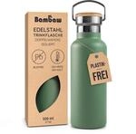 Bambaw Isolierte Trinkflasche 500ml, Edelstahl Wasserflasche, Trinkflasche Fahrrad