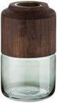 GILDE Deko Vase Glasvase - aus Glas und Holz - Deko Herbst Wohnzimmer Geschenk f&uuml;r