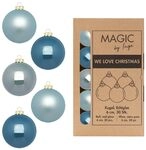 Weihnachtskugeln Glas 6cm x 30 St&uuml;ck in Kartonbox Christbaumkugeln Elysian Blue
