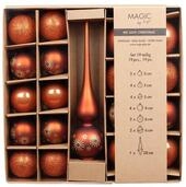 Weihnachtskugeln Glas 5-6cm mit Spitze 19er Set - Glitzer Motiv - Christbaumkugeln