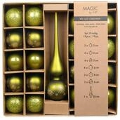 Weihnachtskugeln Glas 5-6cm mit Spitze 19er Set - Glitzer Motiv -...