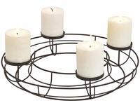 Adventskranz aus Metall in schwarz - &Oslash; 38 cm - Kerzenhalter mit 4 Kerzentellern-