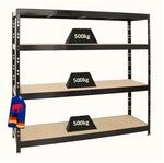 PROREGAL Profi Schwerlastregal Rhino EXTRA BREIT schwarz HxBxT 180x200x60cm...