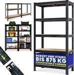Monzana&reg; Schwerlastregal 180x90x40cm Befestigungsmaterial 875kg 5 MDF-Platten
