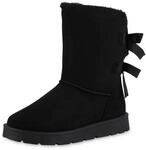 VAN HILL Damen Winter Boots Flach Schleifen Bequem Schuhe 216551 Schwarz 40
