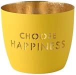 Giftcompany Madras Windlicht M Choose Happiness gelb/Gold 8,5cm