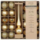 Weihnachtskugeln Glas Mix 5-6cm mit Christbaumspitze 19er Set Christbaumkugeln Gold