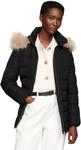 Tommy Hilfiger Damen Steppjacke Heritage Down Tyra Jacket With Fur Lang, Schwarz