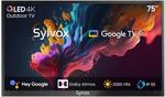 SYLVOX 75 Zoll Outdoor TV, 4K UHD QLED Google Outdoor Fernseher, 2000 Nits,