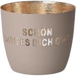 Giftcompany Madras Windlicht M Sch&ouml;n DASS es Dich gibt Sandstone/Gold 8,5cm