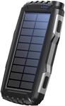 Denver PSO-20010 MK2 Solar Powerbank 20000 mAh Anthrazit Taschenlampe, Statusanzeige