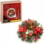 Idena 30546 - LED Weihnachtskranz mit Lichterkette und 10 LEDs in Warmwei&szlig;, ca. 30