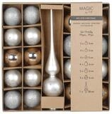 Weihnachtskugeln Glas Mix 5-6cm mit Christbaumspitze 19er Set Christbaumkugeln Frosty