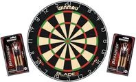 Dartboard WINMAU Original Blade 6 + 2 Steeldart Sets Broadside Brass