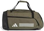 adidas Unisex Essentials 3-Stripes Duffel Bag, Olive strata/White, M