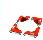 Eckenroller aus Stahlblech geschwei&aacute;t, Signalrot, Traglast 4x150 kg, Ladeh&ouml;he 15