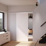 inova Schiebet&uuml;r Holz 880 x 2035 mm hoch wei&szlig; Aluminium Komplettset mit Laufschiene