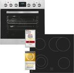 Exquisit Herdset EHE185-HBZ-020-Set inox | Herd mit Backofen 75 L Garraum | 9