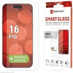 Displex Smart Glass (9H) f&uuml;r Apple iPhone 16 Pro, Montagesticker, unzerbrechlich,