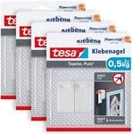 tesa Klebenagel f&uuml;r Tapeten und Putz 0,5kg im 4er Pack - Selbstklebende N&auml;gel f&uuml;r