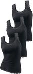 H.I.S Damen Tops mit Spitze, 3er Pack, schwarz