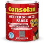 Consolan Wetterschutzfarbe, Deckender Holzschutz f&uuml;r Au&szlig;en, Galeriegrau, 2,5L