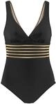 Lascana Damen Badeanzug gl&auml;nzende Eins&auml;tze, Miedereinsatz, Softcups, gekreuzte